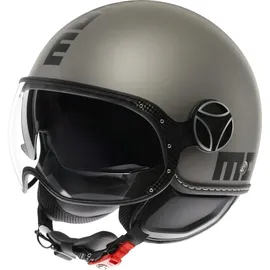 MOMODESIGN - FGTR EVO E2206, Jet-Helm mit Sonnenblende, offener Helm für Motorräder und Motorroller, für Männer und Frauen, Matt Titanium Frost/Black, XL