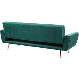 Beliani Schlafsofa Samt 3-Sitzer Smaragdgrün