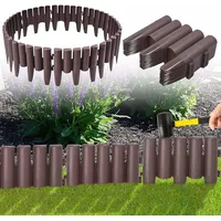 HENGMEI Rasenkanten Beetumrandung in Holz Optik Mähkante 11,2m Kunststoff Beeteinfassung 40 stücke Randsteine Palisaden Gartenzaun, Braun