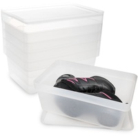6x Aufbewahrungsbox klar mit Deckel 9 Liter stapelbar Schuhbox Ordnungsbox Regal