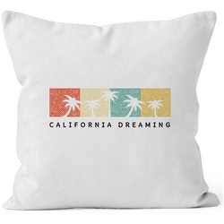 Autiga Dekokissen Kissenbezug California Dreaming Summer Party Palmen Palms Retro Kissenhülle Dekokissen 40×40 Baumwolle Autiga® weiß