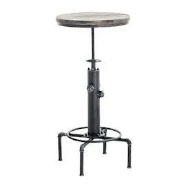 CLP Industrial Bartisch Set Lynton I 4 x Barhocker 1 x Bartisch I Barhocker und Stehtisch mit Holz Akzenten