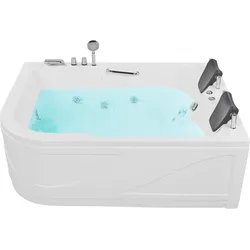 Whirlpool Badewanne weiß Eckmodell mit LED 170 x 119 cm links BAYAMO