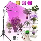 Anluomania Pflanzenlampe LED, 4 Heads Pflanzenleuchte, Pflanzenlicht Vollspektrum für Zimmerpflanzen, Grow Lampe mit USB Adapter, 3 Lichter Modi und 10 Helligkeitsstufen, 4/8/12H Auto Timer
