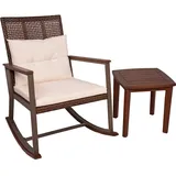 Garden Pleasure Schaukelstuhl SINALOA Polyester 84 x 90 x 68 cm Braun mit Kissen