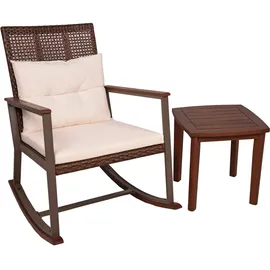Garden Pleasure Schaukelstuhl SINALOA Polyester 84 x 90 x 68 cm Braun mit Kissen