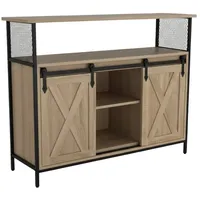 Relaxdays Küchenbuffet Sideboard mit Schiebetüren Hellbraun