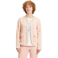 Jackenblazer CARTOON "Cartoon Blazer-Jacke mit Muster", Damen, Gr. 42, rosa (cream, rosé), Obermaterial: 80% Baumwolle, 20% Polyester., modisch, gerade normal, Langarm, Blazer, Material