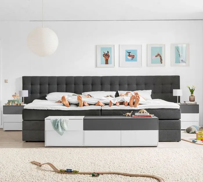 Ergodream Familienbett Lund 240 x 200 cm Stoff Dark Grey