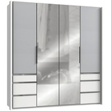 fresh to go Level 200 x 216 x 58 cm weiß/Light grey mit Spiegeltüren und Schubladen