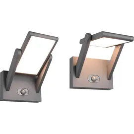 meine wunschleuchte 2er SET schwenkbare Hybrid Außen Wandleuchten mit Strom und Solar Fassadenlampen