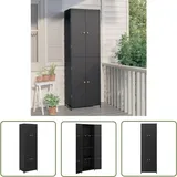 Gartenschrank Schwarz 59x40x180 cm Poly Rattan - Gartenschrank - Outdoor Möbel - Stauraumspeicher - Wetterfest - Holzoptik - The Living Store