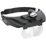 CARSON MagniVisor Deluxe Komfort Kopflupe mit abnehmbarer LED Lampe und Wechsellinsen (CP-60), Schwarz