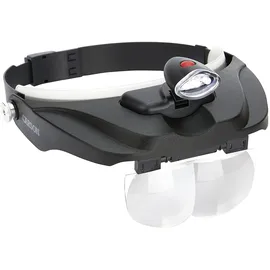 CARSON MagniVisor Deluxe Komfort Kopflupe mit abnehmbarer LED Lampe und Wechsellinsen (CP-60), Schwarz