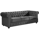 vente-unique Vente-unique-Sofa 3-Sitzer - Samt - Anthrazit - Chesterfield
