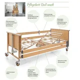 Burmeier Bett Pflegebett Dali wash Seniorenbett (Aufrichter, Seitenschutz und Lattenrost inklusive, elektrisch verstellbar, Kabellose Bluetooth-Steuerung), Hoher Hygienestandard Elektrisch verstellbare Liegefläche braun
