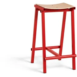 HAY - Taburete 8 Barhocker, niedrig, Eiche natur / signal red