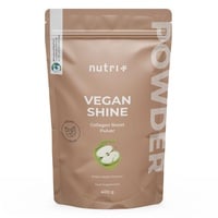 Nutri + Vegan Collagen Formation Support - Pulver zur Unterstützung der Kollagenbildung bzw. Kollagen Peptiden - mit Hyaluronsäure + Vitamin C für Haut, Haare, Nägel - 400g Grüner Apfel