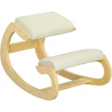 Ergonomischer Kniestuhl, Kniestuhl Aus Holz, Ergonomischer Hocker Mit Gepolstertem Kissen, 55 X 85 X 55 Cm, Creme