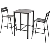 Oviala Hoher Terrassentisch mit 2 Stühlen aus schwarzem Aluminium