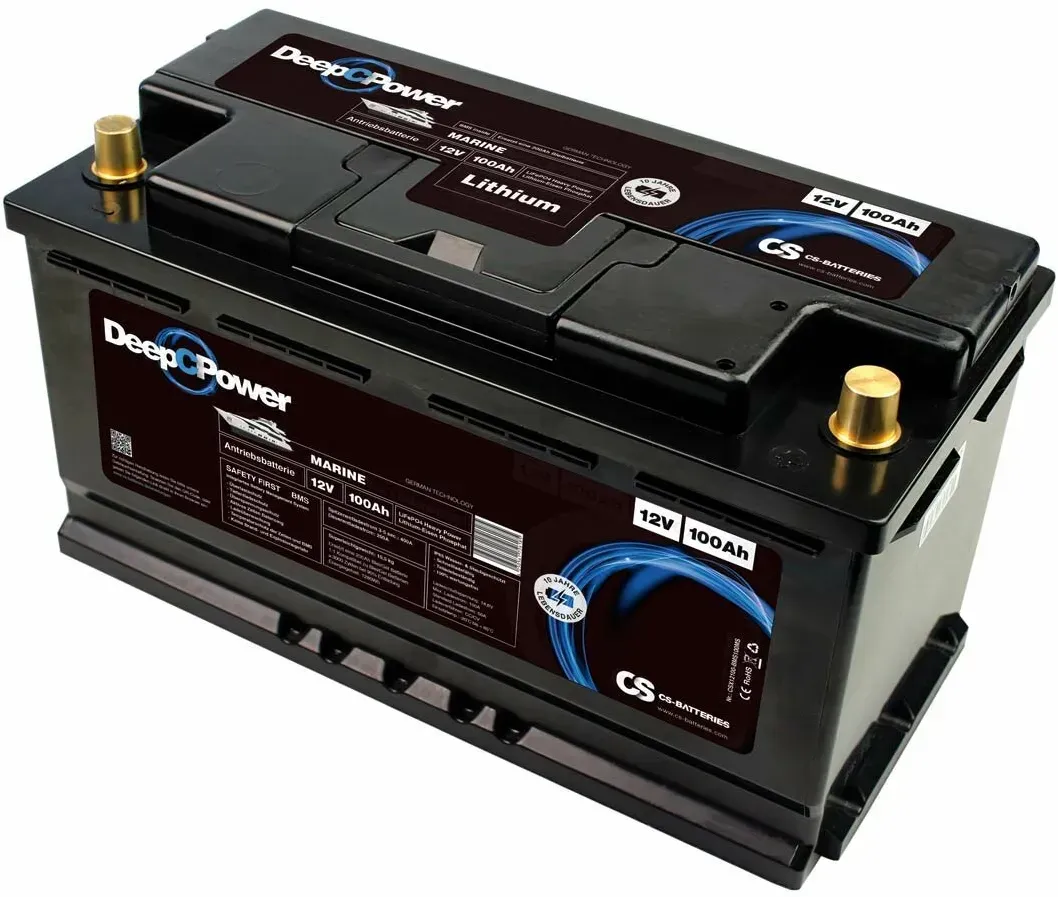 CS 100Ah 12,8V Lithium LiFePO4 Marine / Boot Batterie flache Bauweise