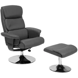 Beliani Massagesessel Kunstleder 76 x 100 x 76 cm Grau mit Fußhocker