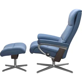 Stressless Relaxsessel STRESSLESS "View", blau (lazuli blau), B:78cm H:108cm T:78cm, Sessel, Relaxsessel, mit Cross Base, Größe S, M & L, Holzakzent Wenge