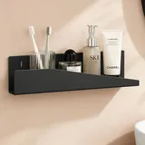 doporro Duschablage ohne Bohren 50 cm, Duschregal Schwarz Montage zum Kleben oder Bohren, rostfreier Badezimmer Organizer mit großer Kapazität, Shampoo Halterung für Dusche, Badewanne & Küche, Reglo-15