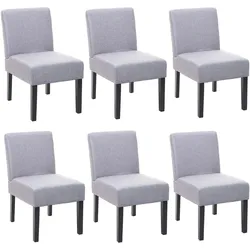 Mendler 6er-Set Esszimmerstuhl HWC-F61, Stuhl Lounge-Stuhl, Stoff/Textil ~ grau