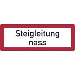 Feuerwehrschild, Steigleitung nass - DIN 4066 - 297x105 mm Folie selbstklebend