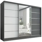 A&J MöbelLand Schiebetürenschrank AURELIA 1 200 x 215 x 59,5 cm Grau/Weiß