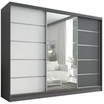 A&J MöbelLand Schiebetürenschrank AURELIA 1 200 x 215 x 59,5 cm Grau/Weiß