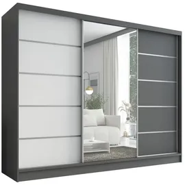 A&J MöbelLand Schiebetürenschrank AURELIA 1 200 x 215 x 59,5 cm Grau/Weiß