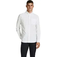 JACK & JONES Langarmhemd »BROOK OXFORD«, mit Button-Down Kragen, weiß