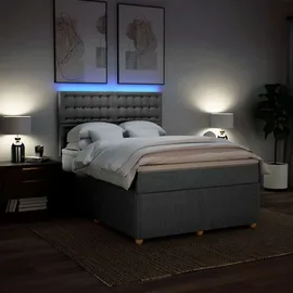 vidaXL Boxspringbett mit Matratze Hellgrau 160x200 cm Stoff