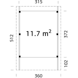 Palmako Karl Einzel-Carport 360 x 512 cm naturbelassen