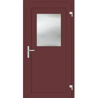 Aluminium Nebeneingangstür "HEDWIG" 69 mm Weinrot RAL 3005 außen öffnend DIN rechts
