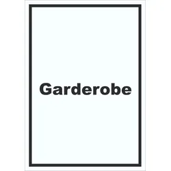 Garderobe Schild mit Text Kleidung aufbewahren hochkant A2 (420x594mm)