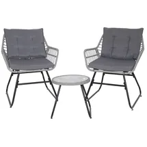 Svita AMALFI Rattan Sitzgruppe Outdoor Gartenlounge 2 Personen Balkonset Hellgrau