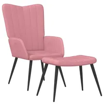 vidaXL Relaxsessel Mit Hocker Samt 80 x 100 x 80 cm Rosa