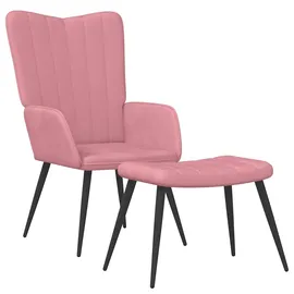vidaXL Relaxsessel Mit Hocker Samt 80 x 100 x 80 cm Rosa
