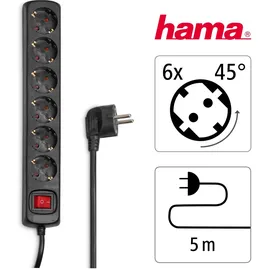 Hama Steckdosenleiste 5 m Schwarz 6 St.