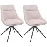 Mendler 2er-Set Esszimmerstuhl HWC-M65, Küchenstuhl Lehnstuhl Stuhl, drehbar Auto-Position Metall Stoff/Textil ~ creme-beige