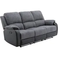 Relaxsofa 3-Sitzer - Microfaser & Kunstleder - Grau & Schwarz - brody