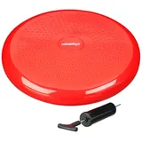 Relaxdays 9 x Balance Kissen, 140 kg Maximalgewicht, Balance Pad mit Luftpumpe, Ballsitzkissen mit Noppen, Fitness Kissen, rot