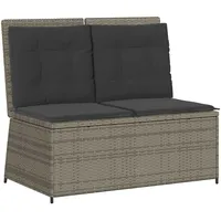 VidaXL Gartenbank Verstellbar mit Kissen Grau Poly Rattan