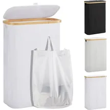 luxuskollektion Wäschekorb Deckel Wäschesammler Wäschesack Bambus 48L 48L(Slim) Weiß