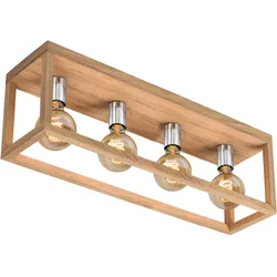 SPOT LIGHT Deckenleuchte "KAGO", braun (eichefarben, chromfarben), H: 25cm, Lampen, Naturprodukt aus Eichenholz, Nachhaltig mit FSC-Zertifikat
