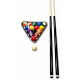 John West Billard Einsteiger Set mit 2 Queues, 57 mm Kugeln, Triangel