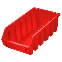 PROREGAL Sichtlagerbox 2L | HxBxT 7,5x11,6x21,2cm | Polypropylen | Rot | Sichtlagerbehälter, Sichtlagerkasten, Sortierbehälter